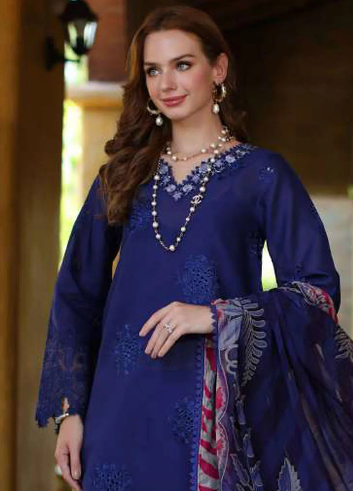 Noor by Saadia Asad Embroidered Lawn Suits Unstitched 3 Piece NSA24EL D12 - Luxury Collection