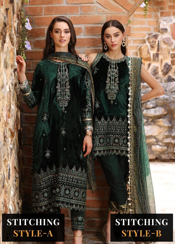 Noor By Saadia Asad Embroidered Velvet Suits Unstitched 3 Piece NSA23WS D6 - Winter Collection