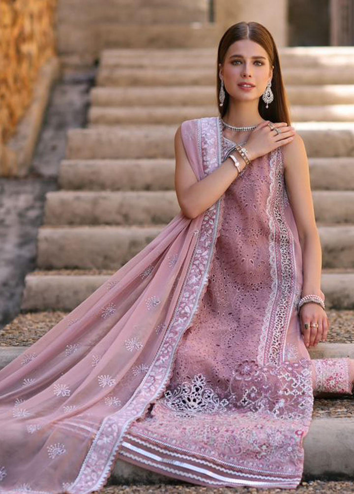 Noor By Saadia Asad Embroidered Chiffon Suits Unstitched 3 Piece NSA23SL D5 - Luxury Collection