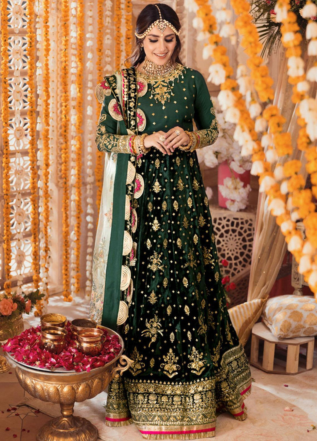 Noor by Saadia Asad Embroidered Raw Silk Suits Unstitched 3 Piece SA21WD D3 - Wedding Collection