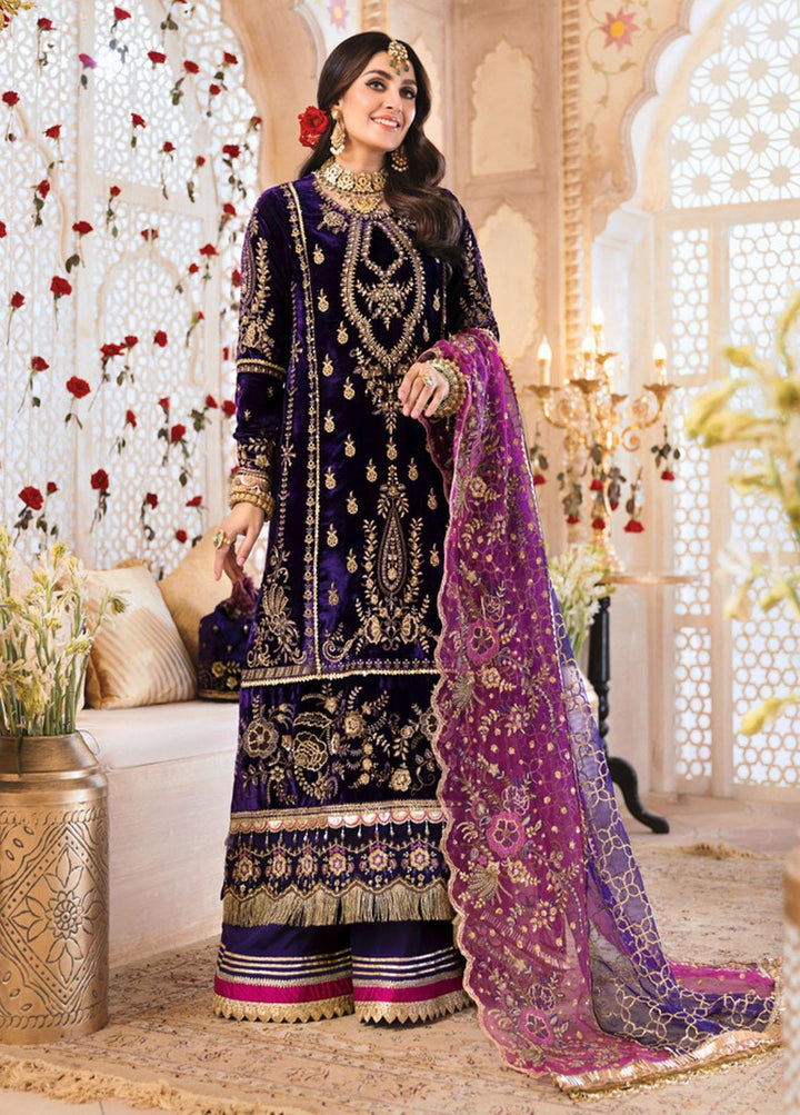 Noor by Saadia Asad Embroidered Velvet Suits Unstitched 3 Piece SA21WD D7 - Wedding Collection