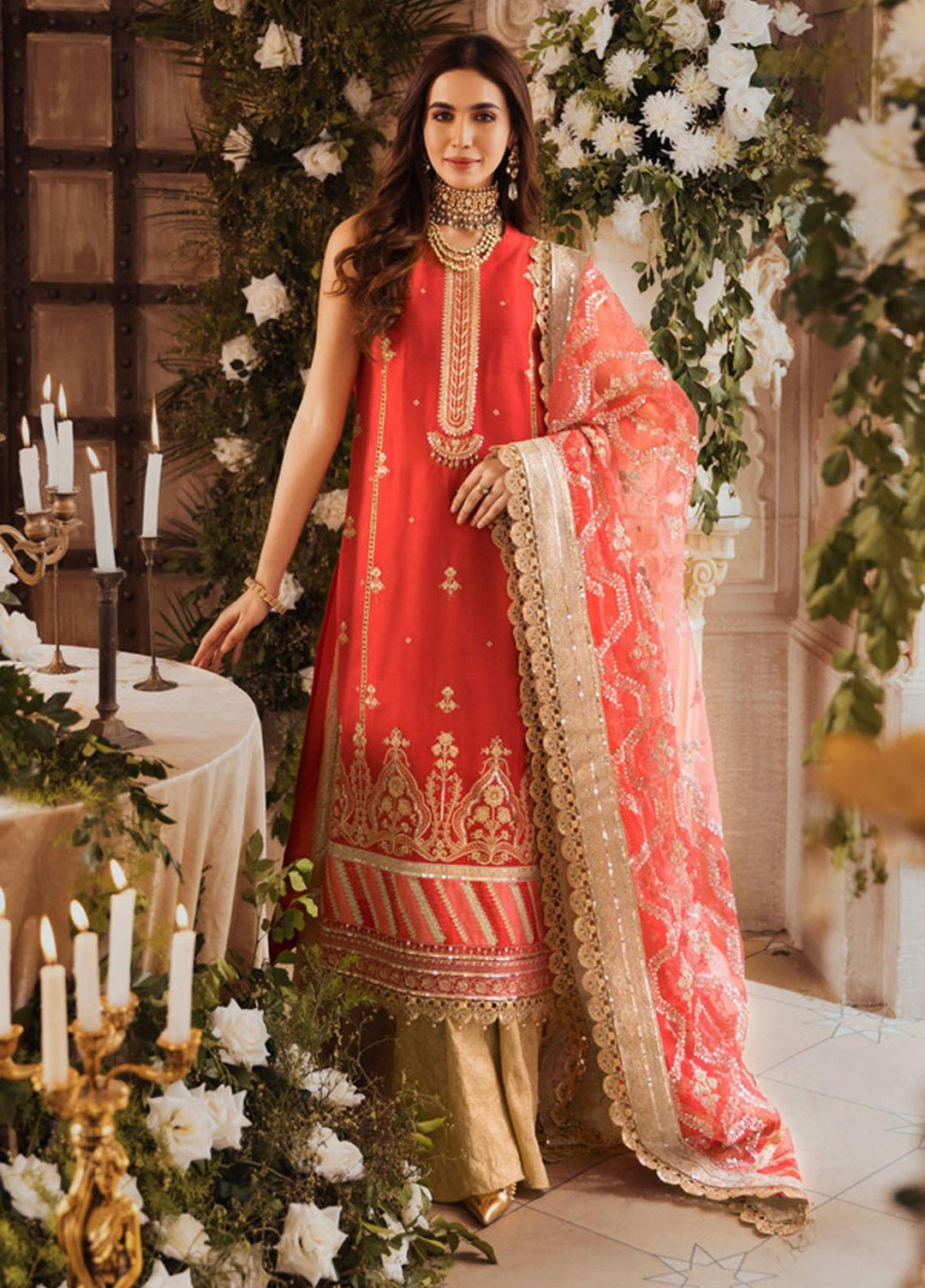 Noor by Saadia Asad Embroidered Cotton Net Suits Unstitched 3 Piece SA21WD D8 - Wedding Collection