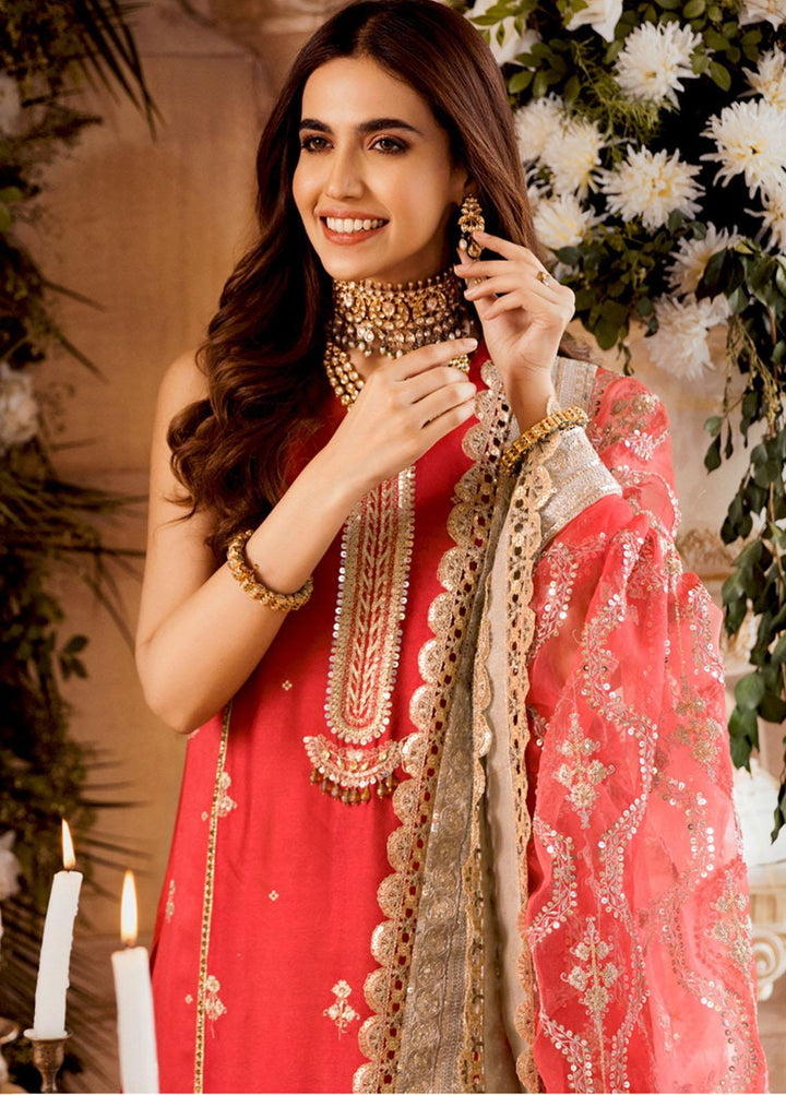 Noor by Saadia Asad Embroidered Cotton Net Suits Unstitched 3 Piece SA21WD D8 - Wedding Collection