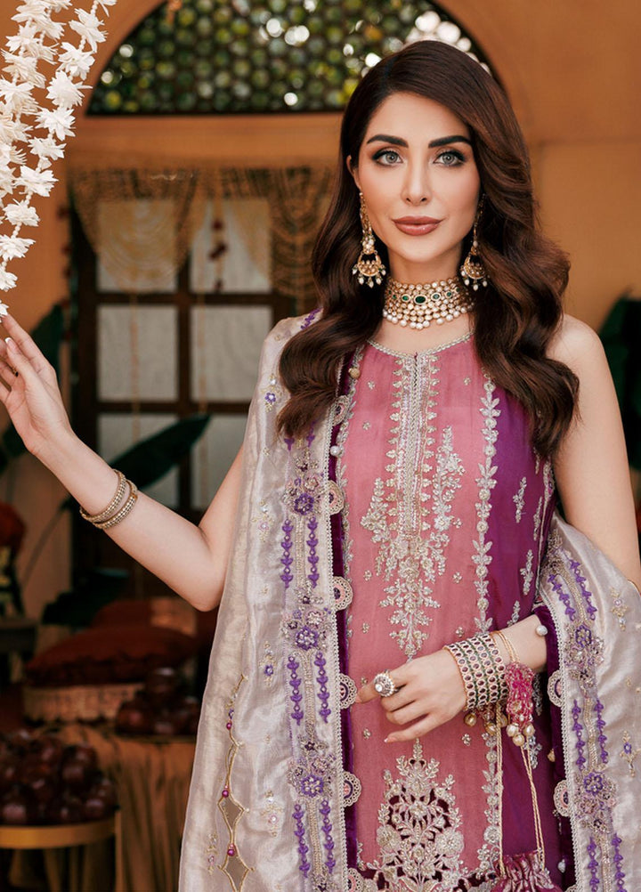 Noor By Saadia Asad Embroidered Silk Suits Unstitched 3 Piece NSA22WD D7 Freesia - Wedding Collection