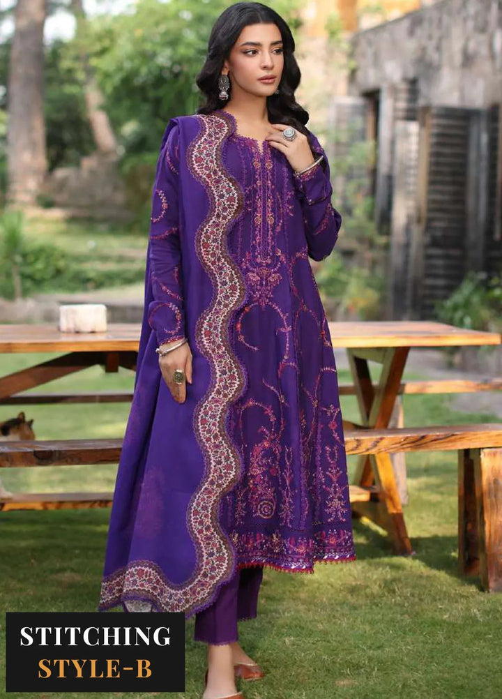 Noor by Saadia Asad Embroidered Suit Unstitched 3 Piece NSA24SW D-6 Gul-E-Lal - Winter Collection