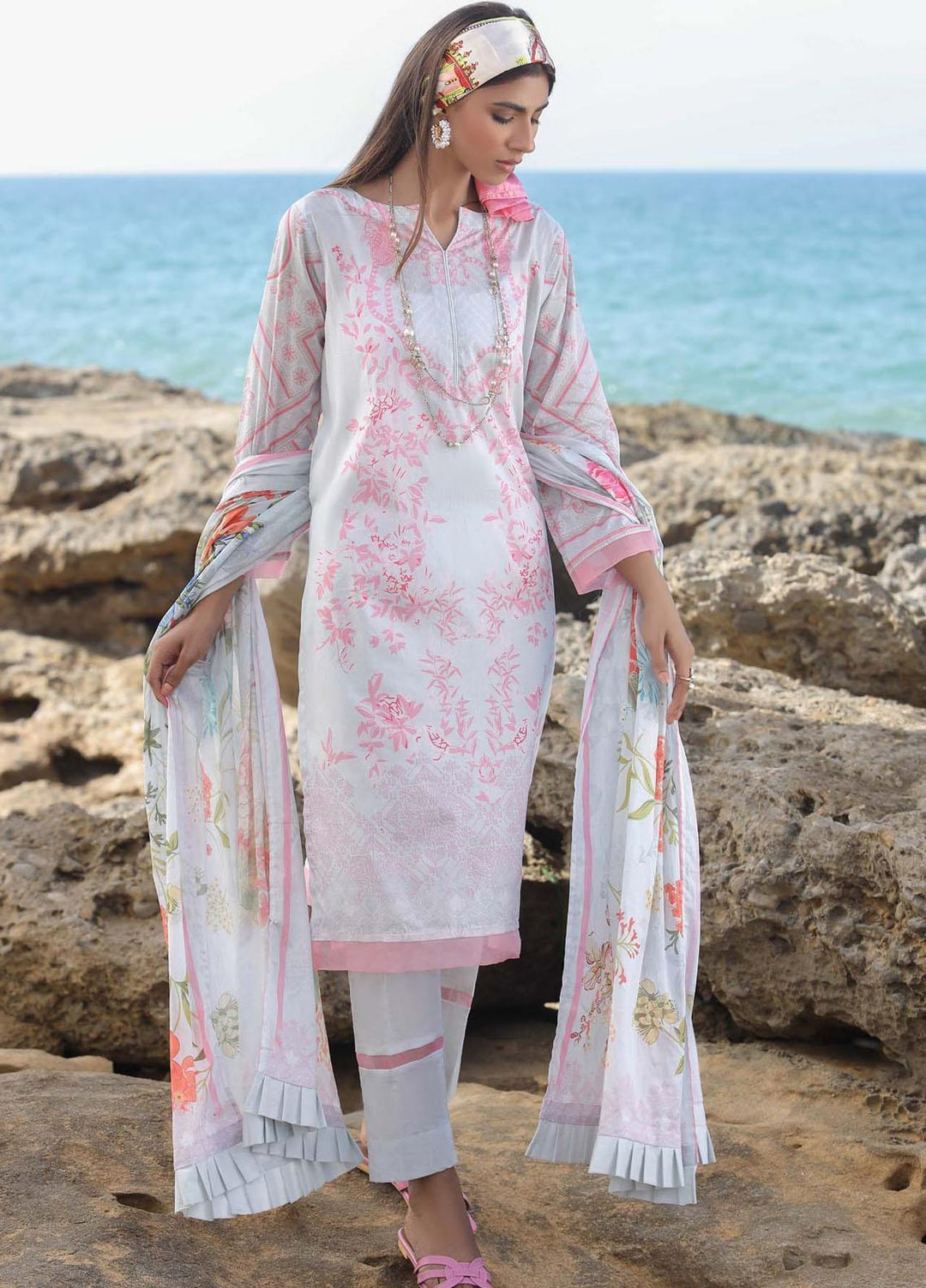 Sahar Printed Lawn Suits Unstitched 3 Piece SHR22NS SL-SS-DP-003-A - Summer Collection