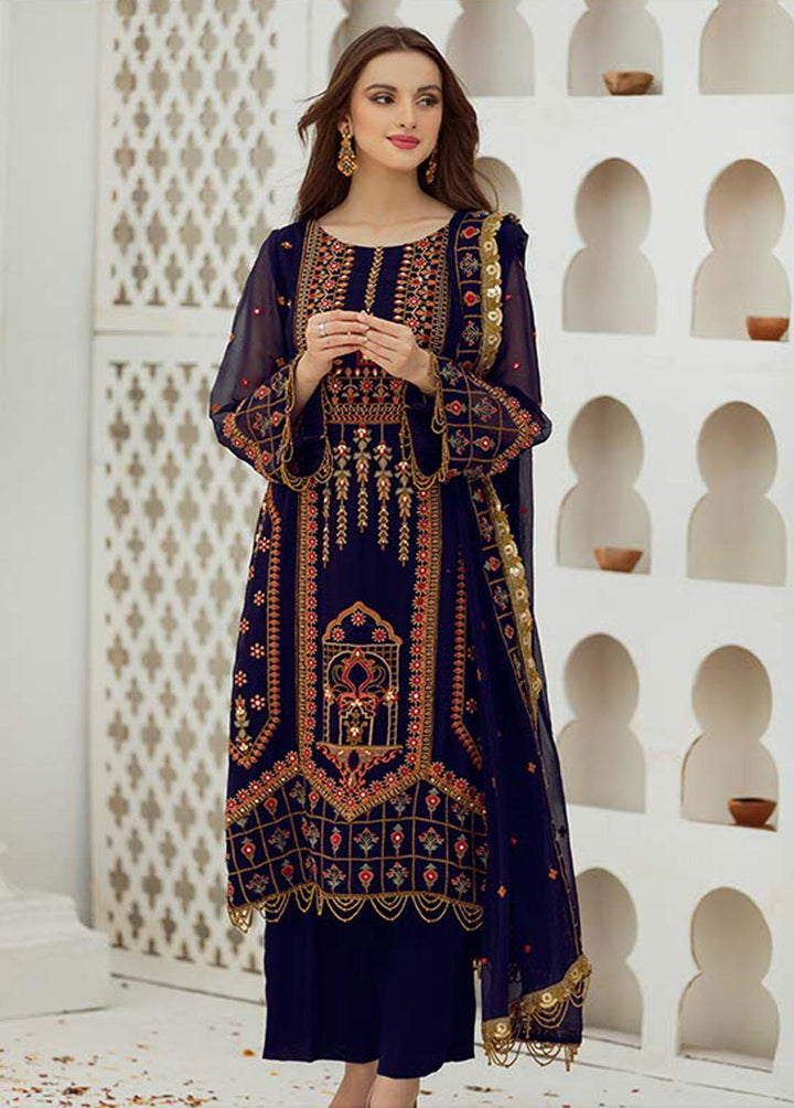 Noor Jahan by Noorma Kaamal Embroidered Chiffon Suits Unstitched 3 Piece NK22NJ NK-C01 - Luxury Collection