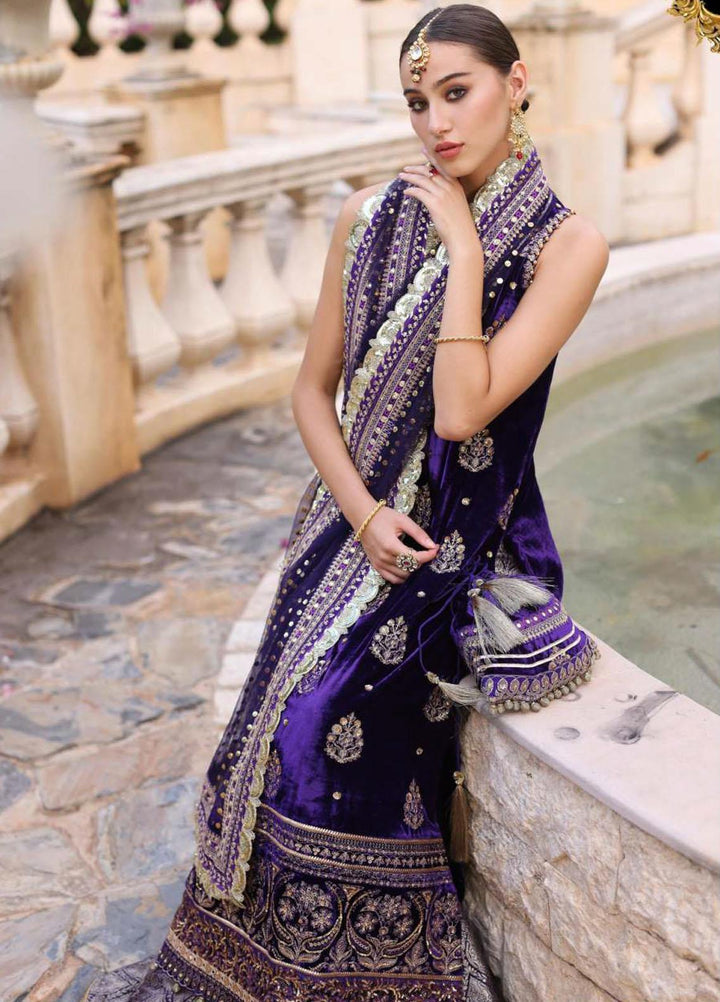 Noor Kaani By Saadia Asad Embroidered Velvet Suits Unstitched 3 Piece NSA23H D4 Purple - Luxury Collection