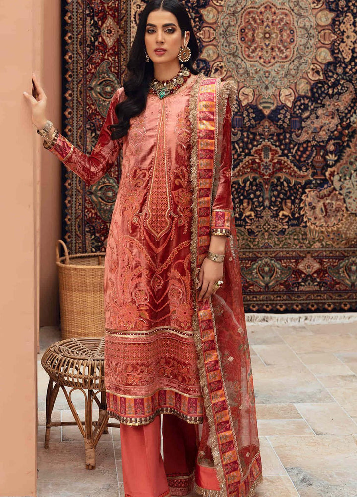 Noor by Saadia Asad Embroidered Velvet Suits Unstitched 3 Piece SA21NS D-04 - Winter Collection