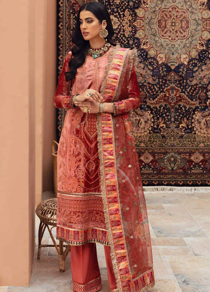 Noor by Saadia Asad Embroidered Velvet Suits Unstitched 3 Piece SA21NS D-04 - Winter Collection