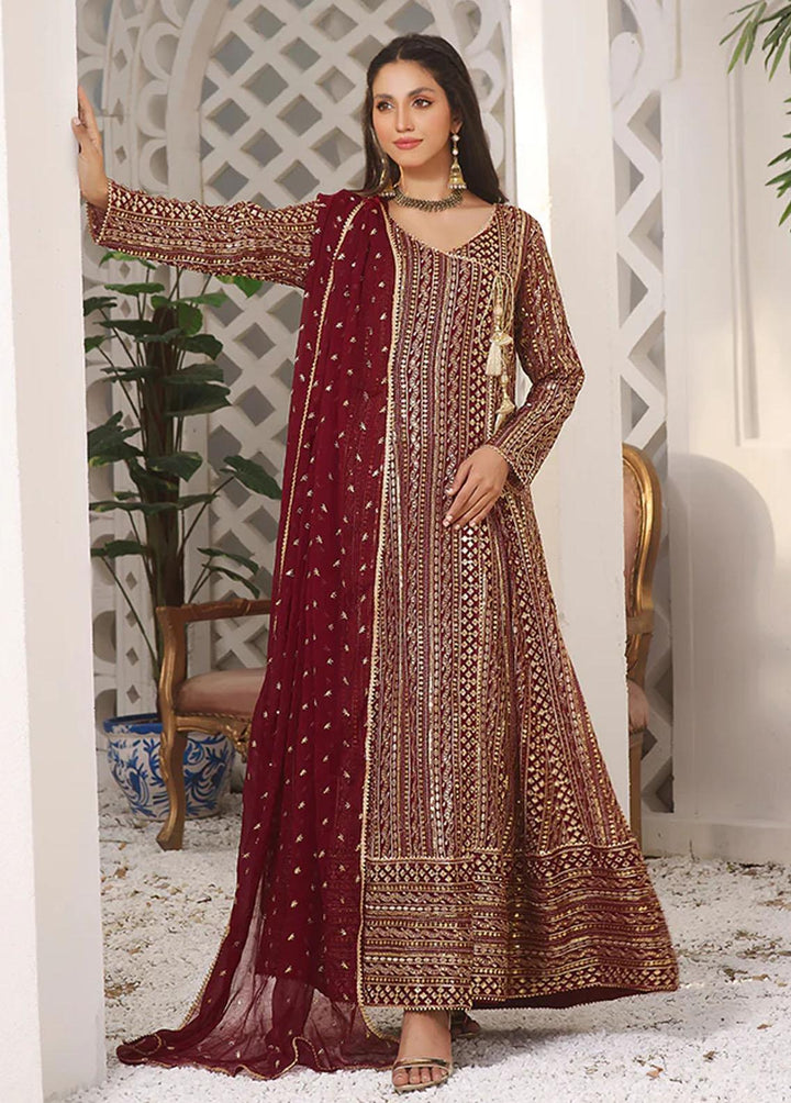 Al Harir Apparel Pret Embroidered Chiffon 3 Piece Suit Ghazal Maroon