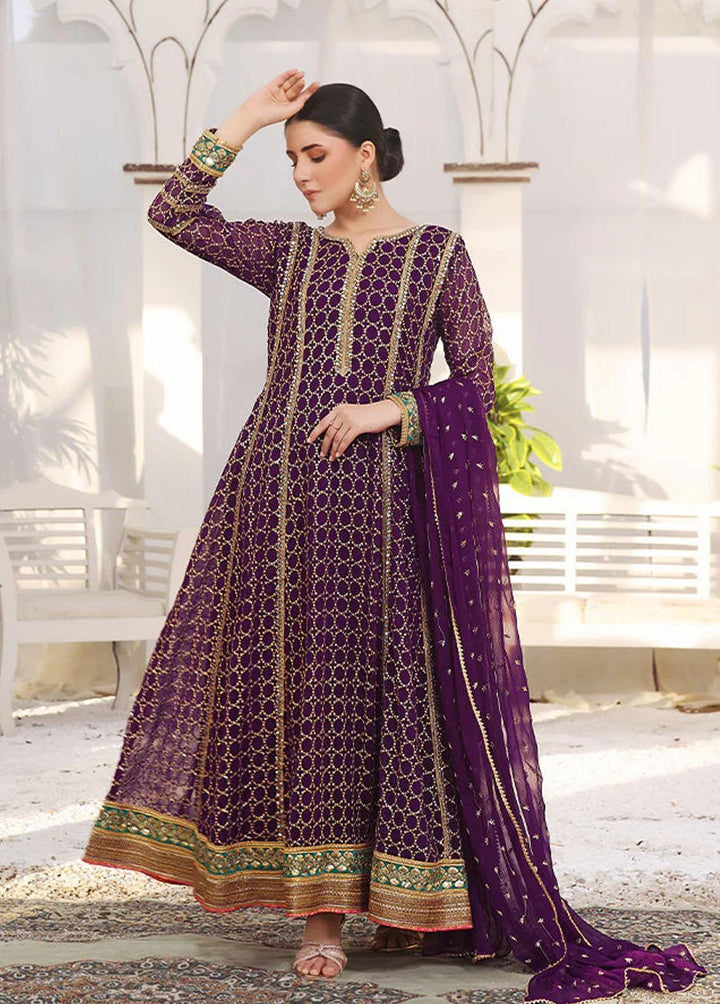 Al Harir Apparel Pret Embroidered Chiffon 3 Piece Suit Miraal Purple