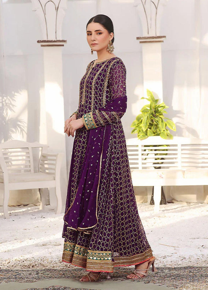 Al Harir Apparel Pret Embroidered Chiffon 3 Piece Suit Miraal Purple