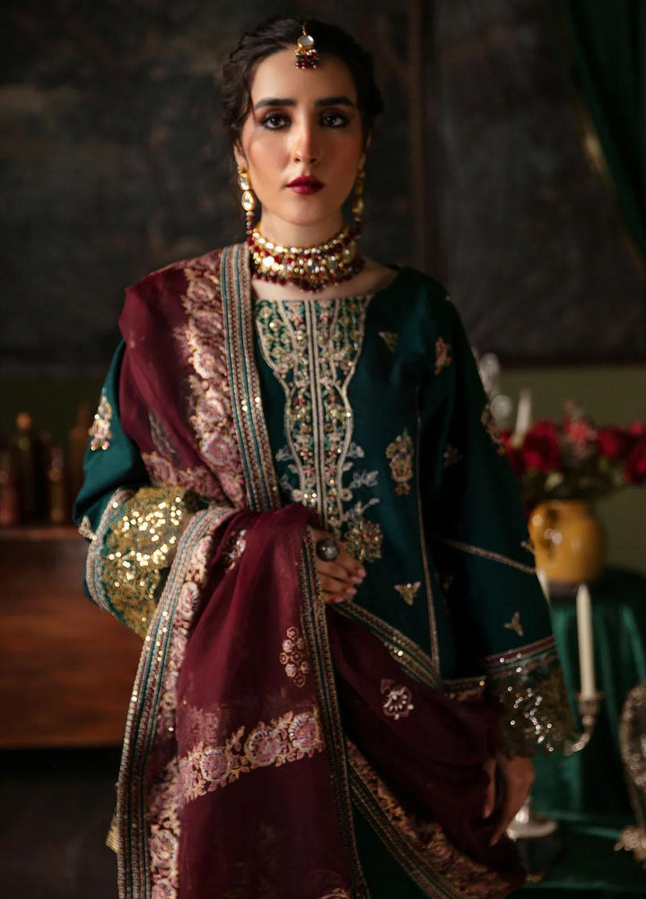 Noori By Emaan Adeel Embroidered Silk Suits Unstitched 3 Piece EA23N NR 05 Riwayat - Festive Collection