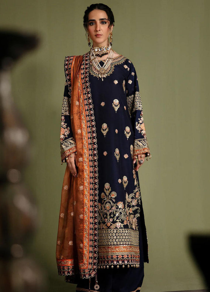 Noori By Emaan Adeel Embroidered Silk Suits Unstitched 3 Piece EA23N NR 07 Divani - Festive Collection