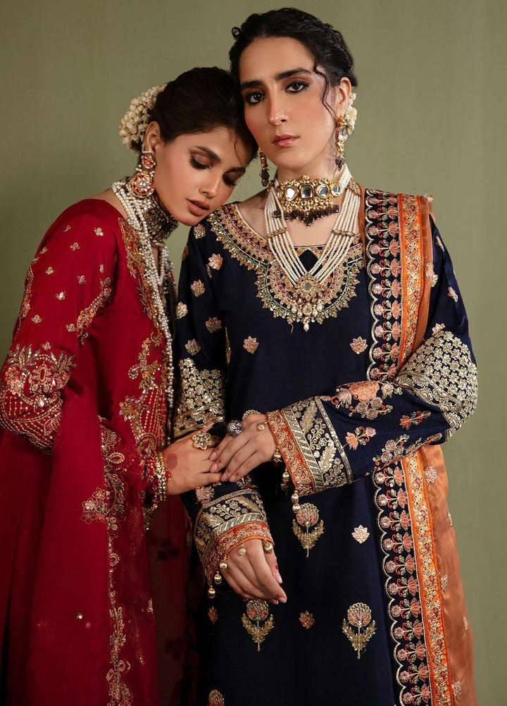 Noori By Emaan Adeel Embroidered Silk Suits Unstitched 3 Piece EA23N NR 07 Divani - Festive Collection