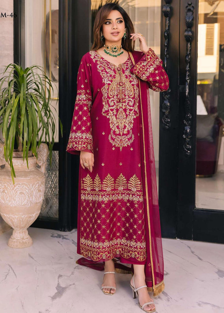Noorie x Maahru x Meerab By Asim Jofa Embroidered  Suits Unstitched 3 Piece AJ23NMM AJSM-46 - Festive Collection