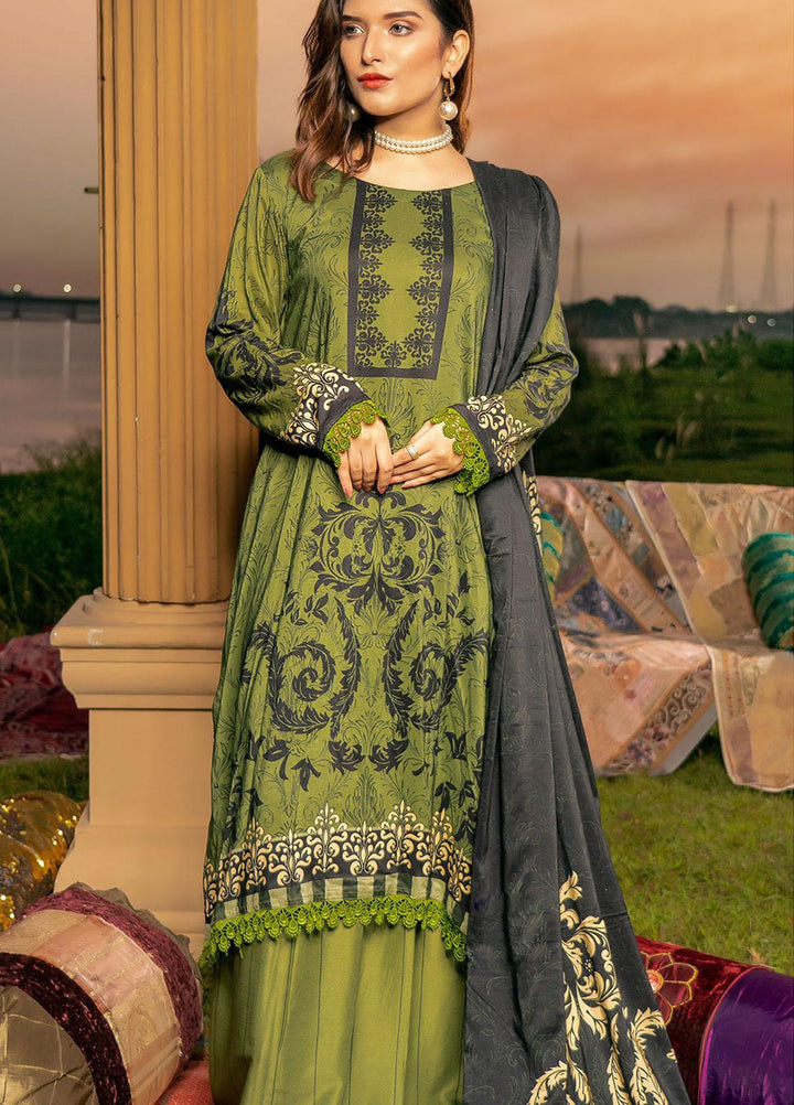 Noorma Kamal Printed Linen Suits Unstitched 3 Piece NK21WL Orchid-04 - Winter Collection