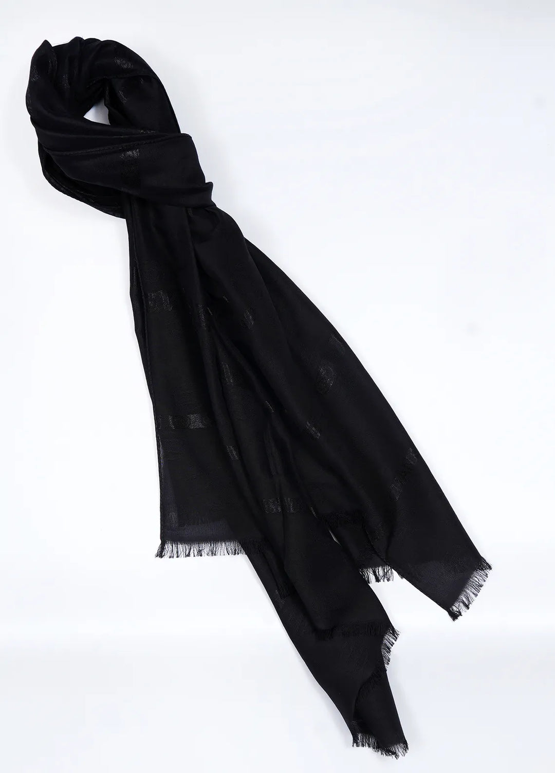 Nourah Chanel Embossed Scarf Black - Scarf Collection