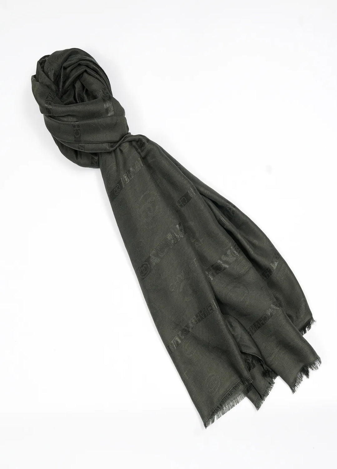 Nourah Chanel Embossed Scarf Olive Green - Scarf Collection