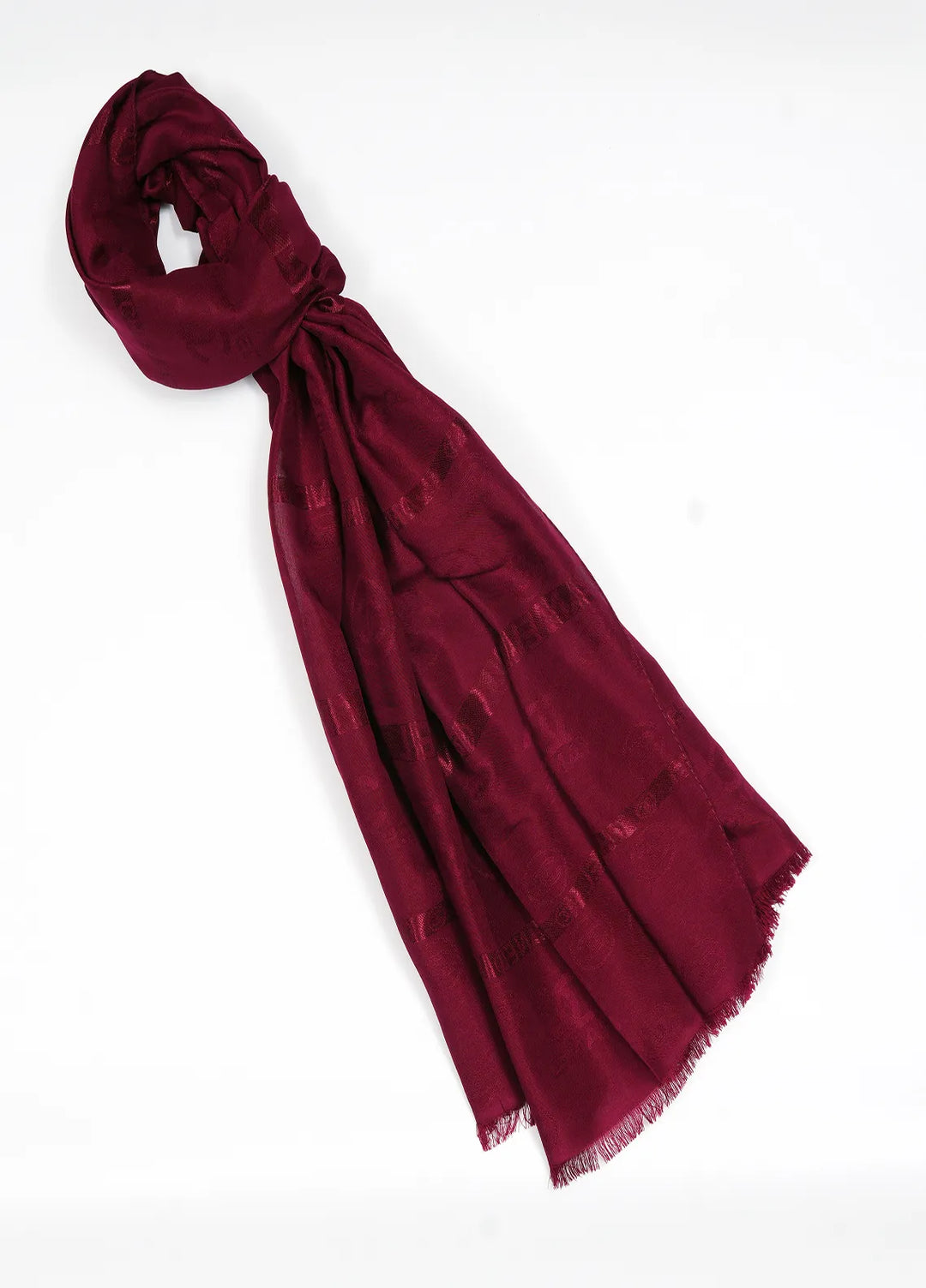 Nourah Chanel Embossed Scarf Raspberry Red - Scarf Collection