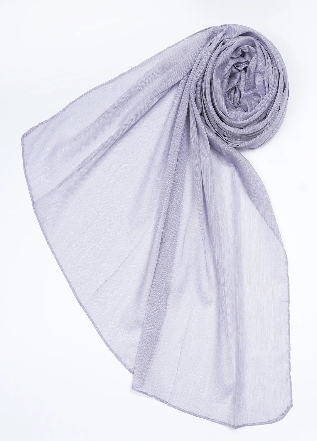 Nourah Scarf Embossed Crush Zari Chiffon Lavender Grey - Scarf Collection