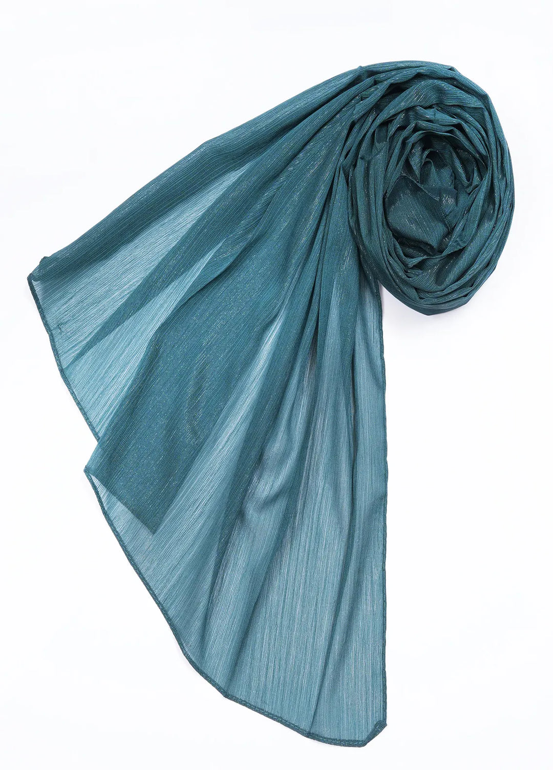 Nourah Scarf Embossed Crush Zari Chiffon Metallic Teal - Scarf Collection