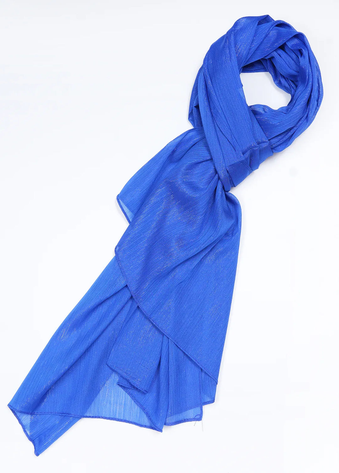 Nourah Scarf Embossed Crush Zari Chiffon Royal Blue - Scarf Collection