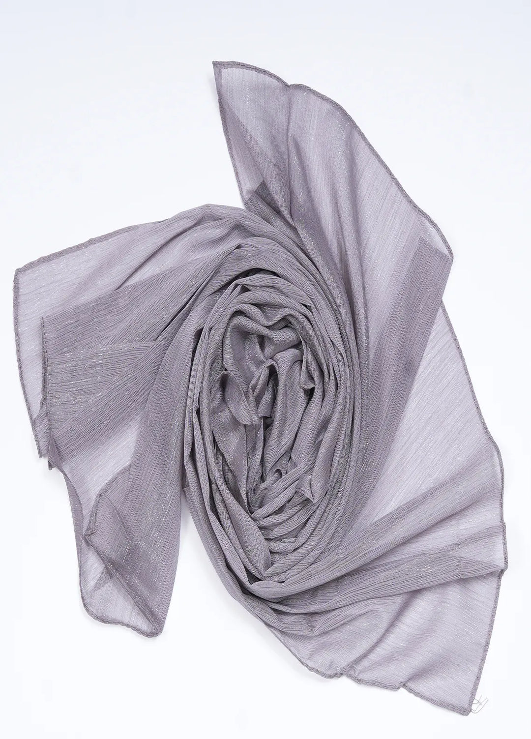 Nourah Scarf Embossed Crush Zari Chiffon Silver Mauve - Scarf Collection