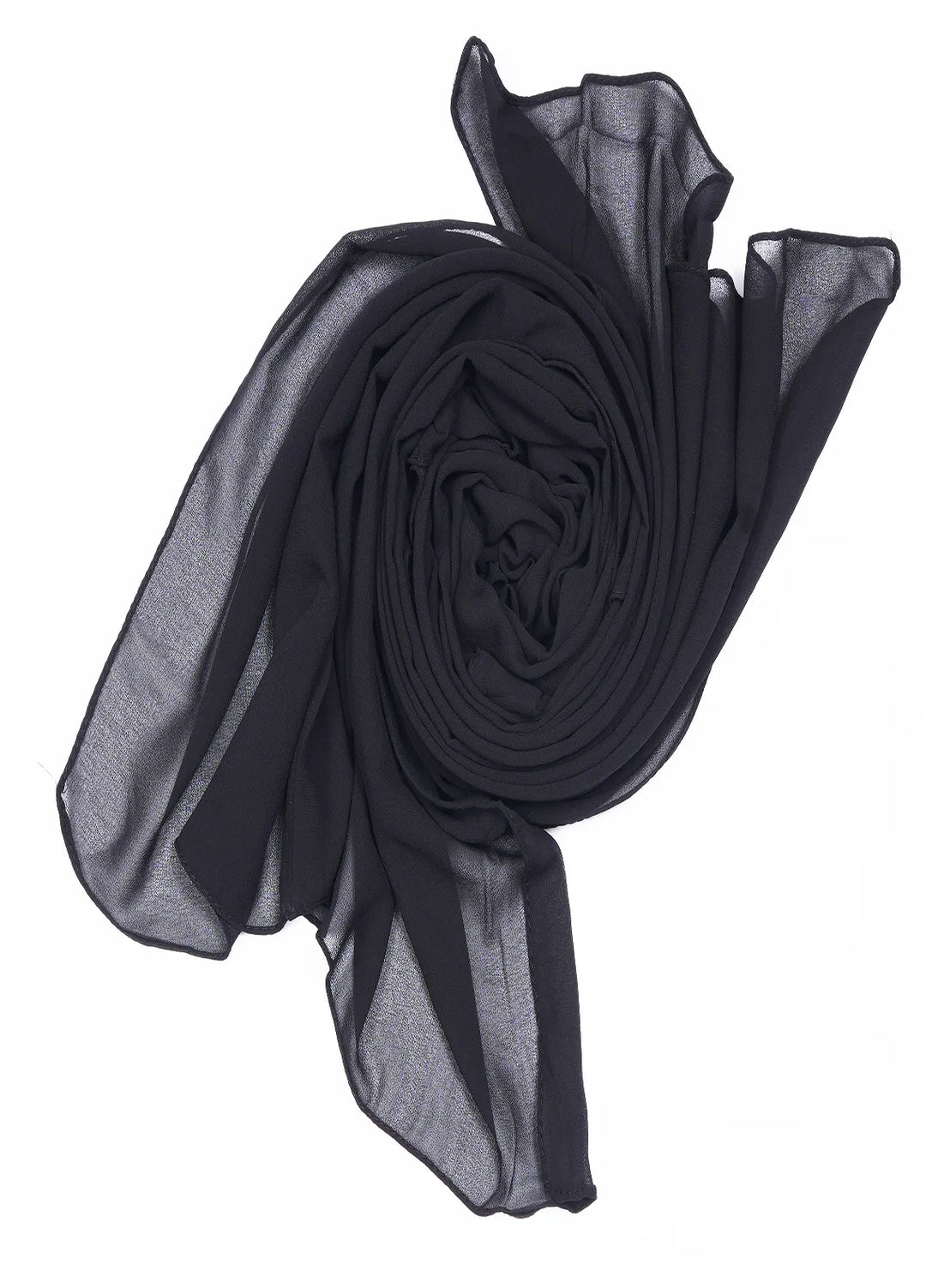 Nourah Scarf Plain Georgette Scarf Black - Scarf Collection