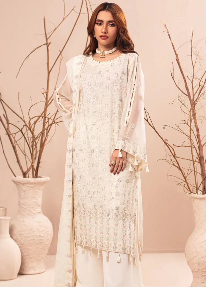 Nur By Shamooz Embroidered Chiffon Suit Unstitched 4 Piece SHM24N SU-0100 - Formals Collection