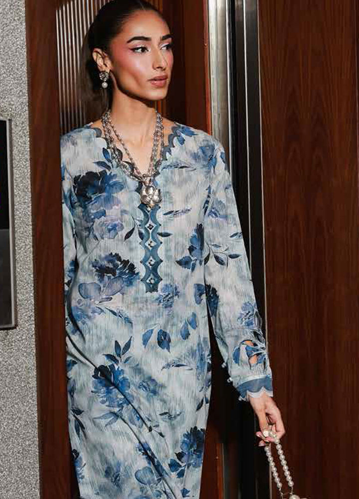 Nureh Chikankari Lawn Suits Unstitched 2 Piece NU25BRU NU2-177 - Summer Collection