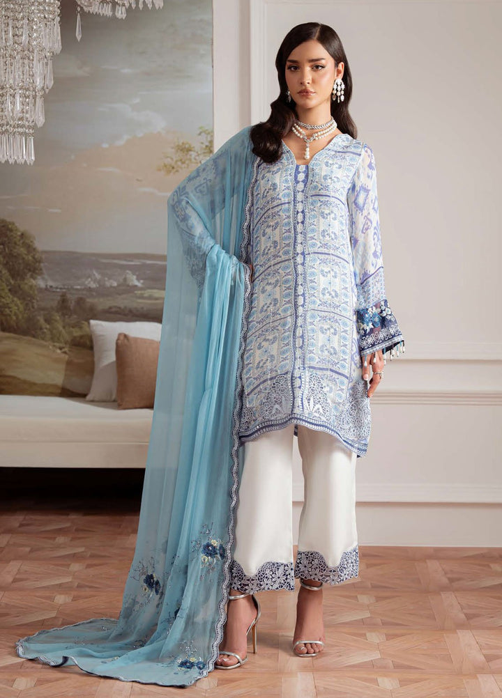 Nureh Embroidered Chiffon Suits Unstitched 4 Piece Suit NU25AU AM-28 - Luxury Collection