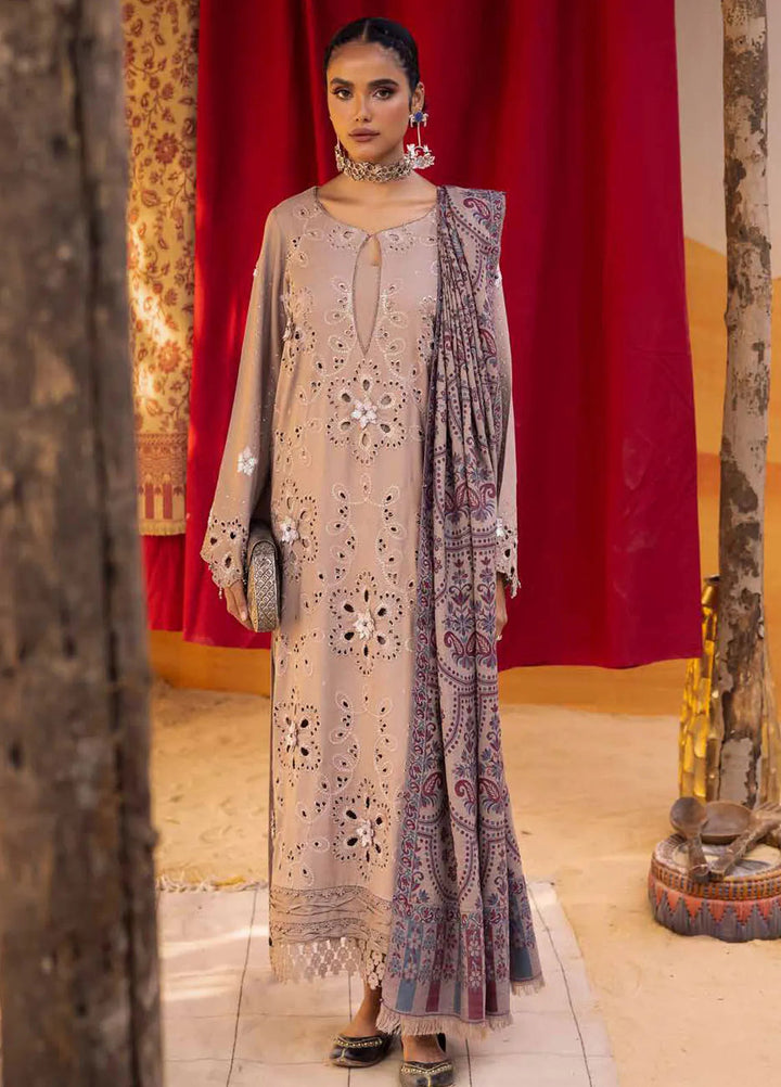 Nureh Embroidered Dhanak Suit Unstitched 3 Piece NU24ES NE-62 - Winter Collection