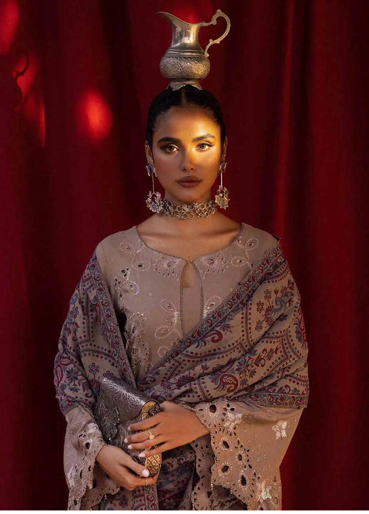 Nureh Embroidered Dhanak Suit Unstitched 3 Piece NU24ES NE-62 - Winter Collection