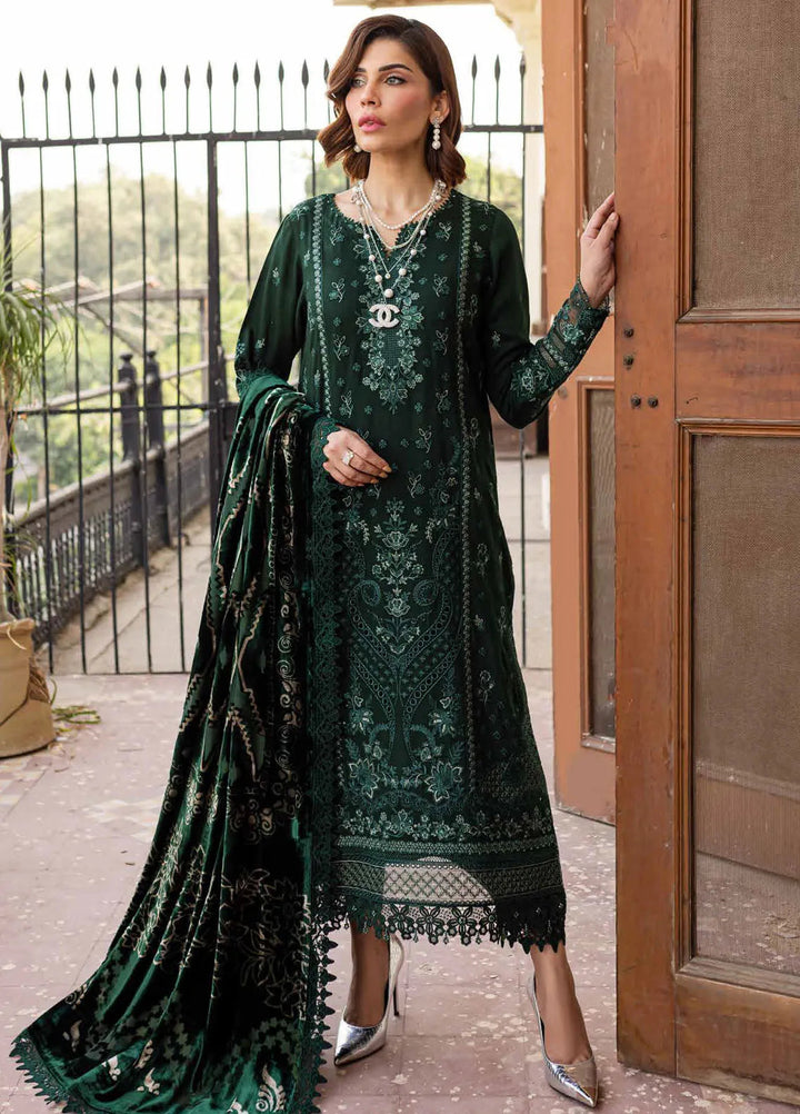 Nureh Embroidered Leather Peach Suit Unstitched 3 Piece NE - 122 - Winter Collection