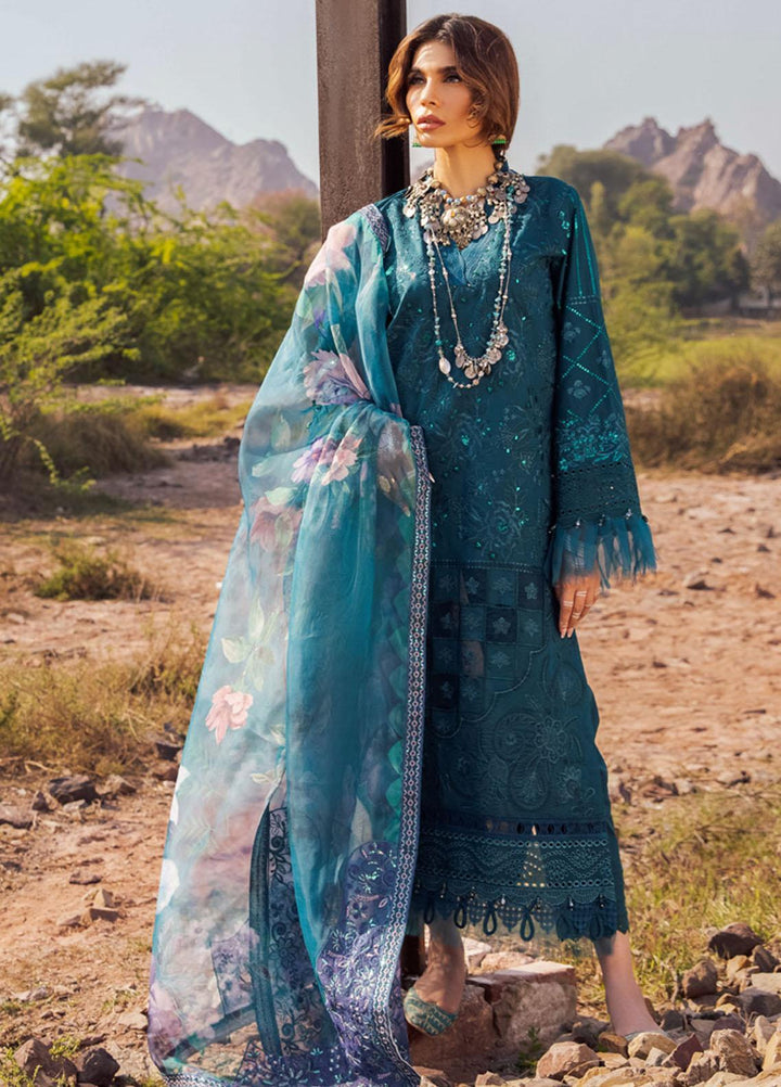 Nureh Embroidered Lawn Suits Unstitched 3 Piece NU23EL NSL-13 - Luxury Festive Collection