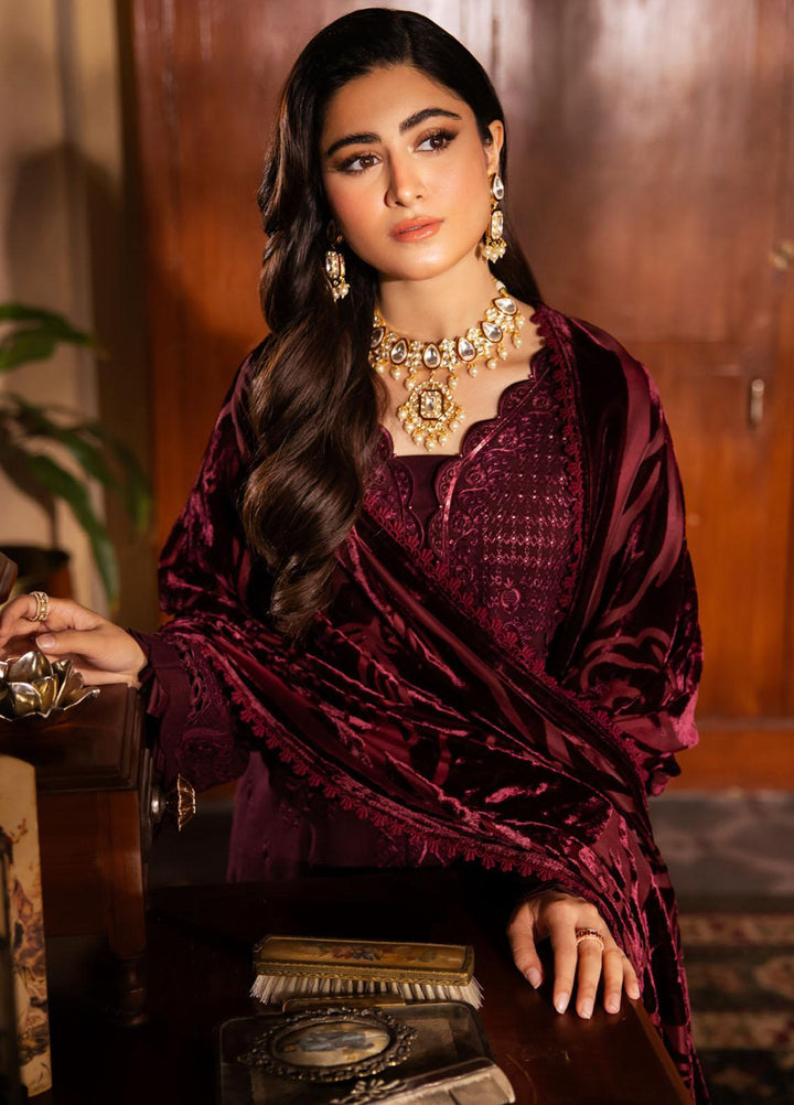 Nureh Embroidered Leather Peach Suits Unstitched 3 Piece NU23ELW NE-63 - Winter Collection