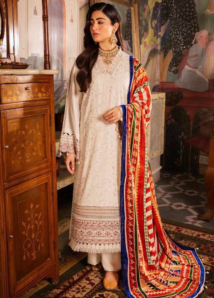 Nureh Embroidered Leather Peach Suits Unstitched 3 Piece NU23ELW NE-64 - Winter Collection
