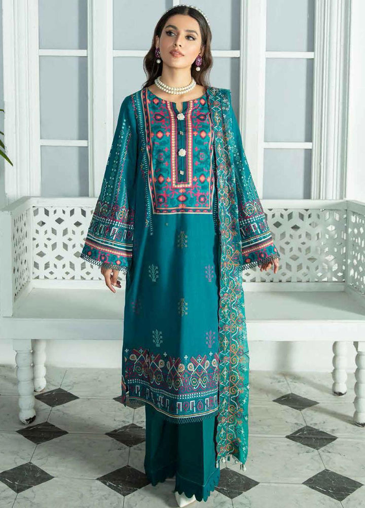 Nureh Embroidered Lawn Suits Unstitched 3 Piece NU22GN D-44 - Summer Collection