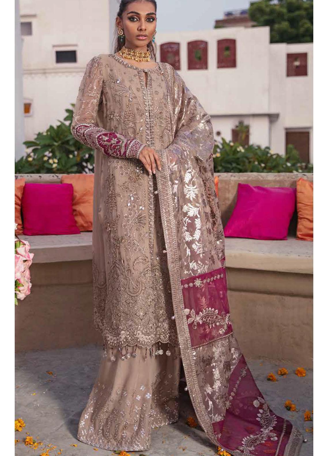 Nureh Embroidered Chiffon Suits Unstitched 4 Piece Suit NU25ELU NEL-76 - Luxury Collection