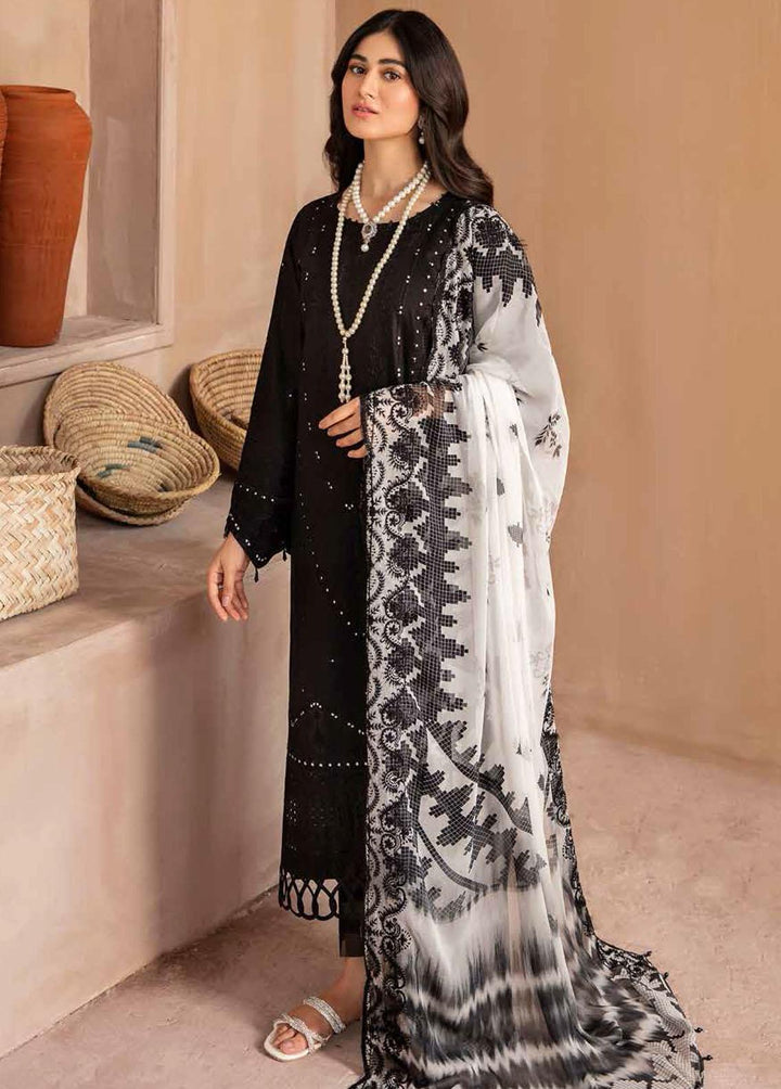 Koyal By Nureh Embroidered Lawn Suits Unstitched 3 Piece NU22K NM-04 - Black & White Collection