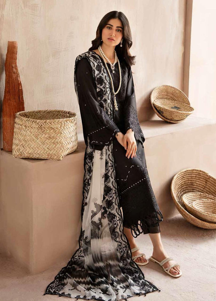 Koyal By Nureh Embroidered Lawn Suits Unstitched 3 Piece NU22K NM-04 - Black & White Collection