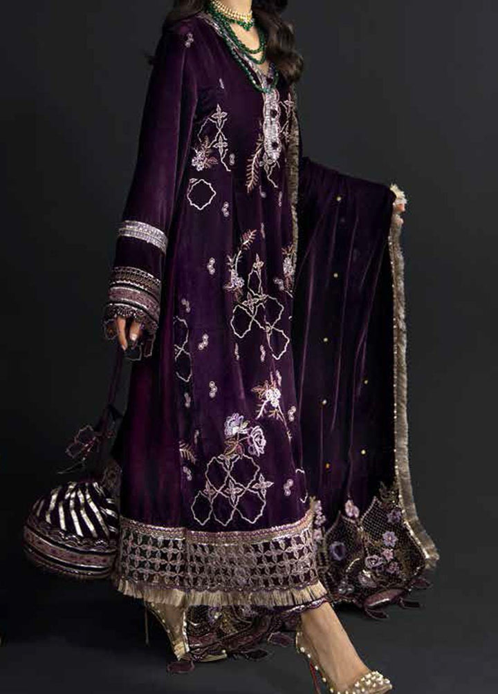 Maya By Nureh Embroidered Velvet Suits Unstitched 3 Piece NU21MV NV-14 Empress Lily - Winter Collection