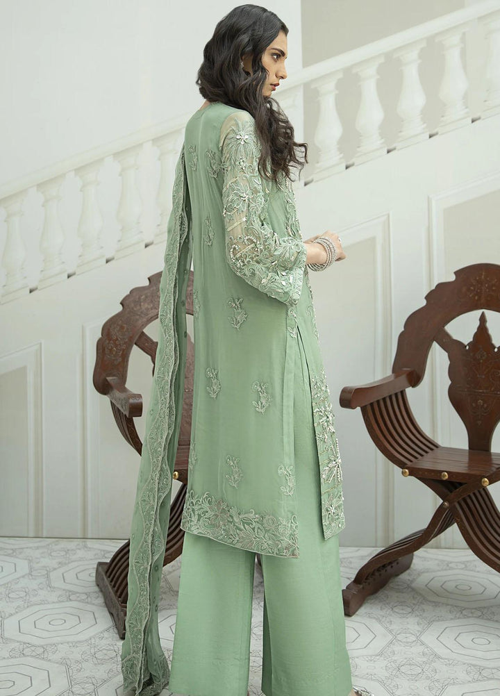 Nureh Luxury Pret Embroidered Chiffon 3 Piece Dress MINT BLOOM