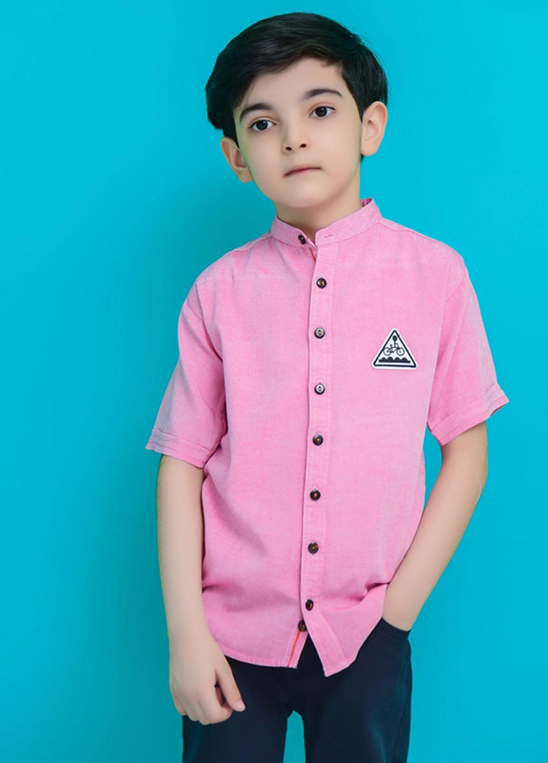 Ochre Cotton Boys Shirt - OBS-22 Pink OL-16636