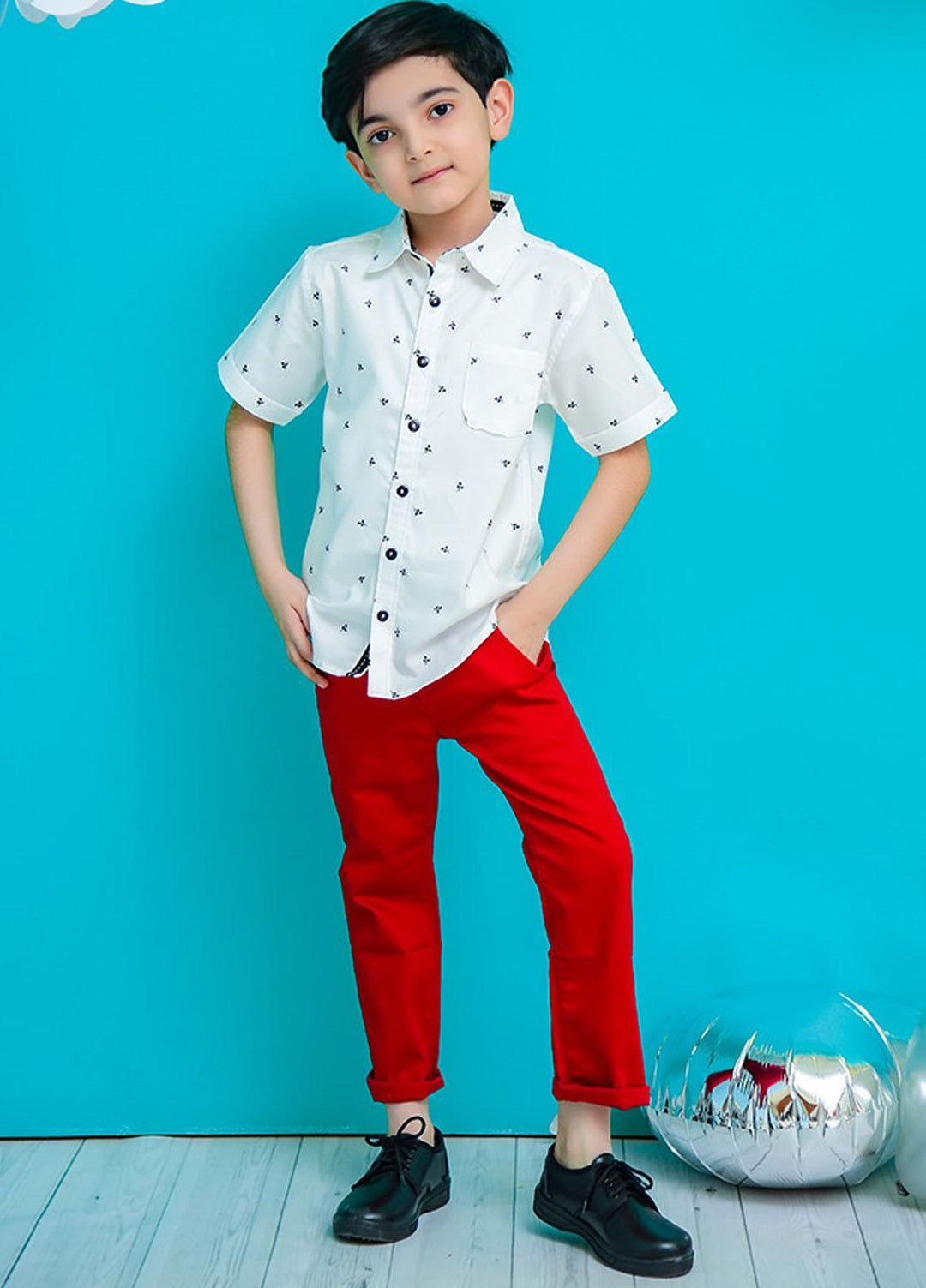 Ochre Cotton Boys Shirt - OBS-34 White OL-16831