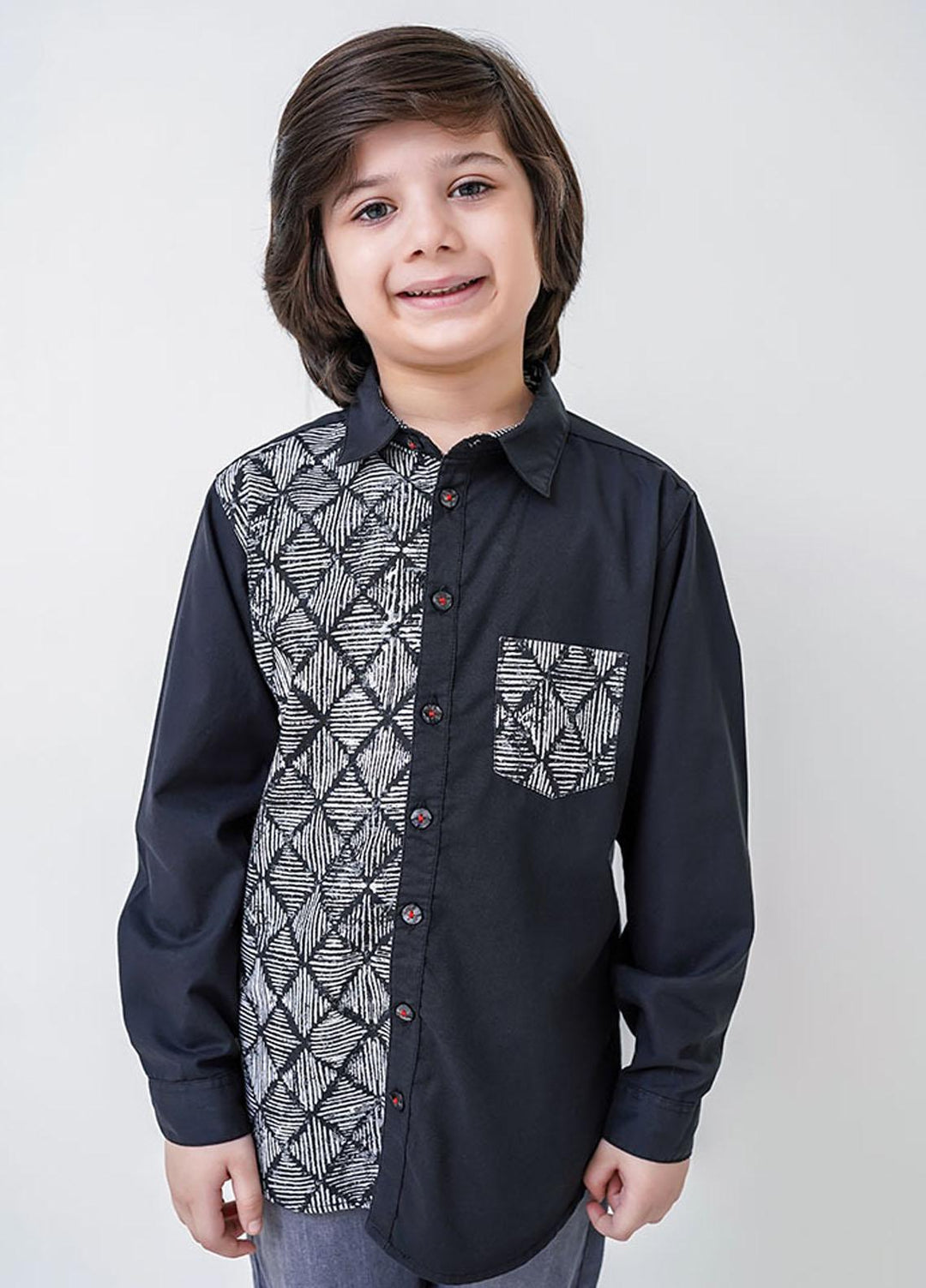 Ochre Cotton Boys Shirt - OBS-44 Black