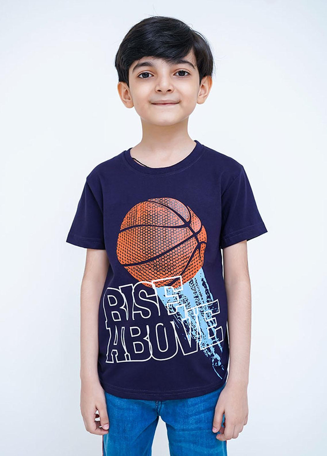 Ochre Cotton T-Shirt for Boys - OKB-96 Navy