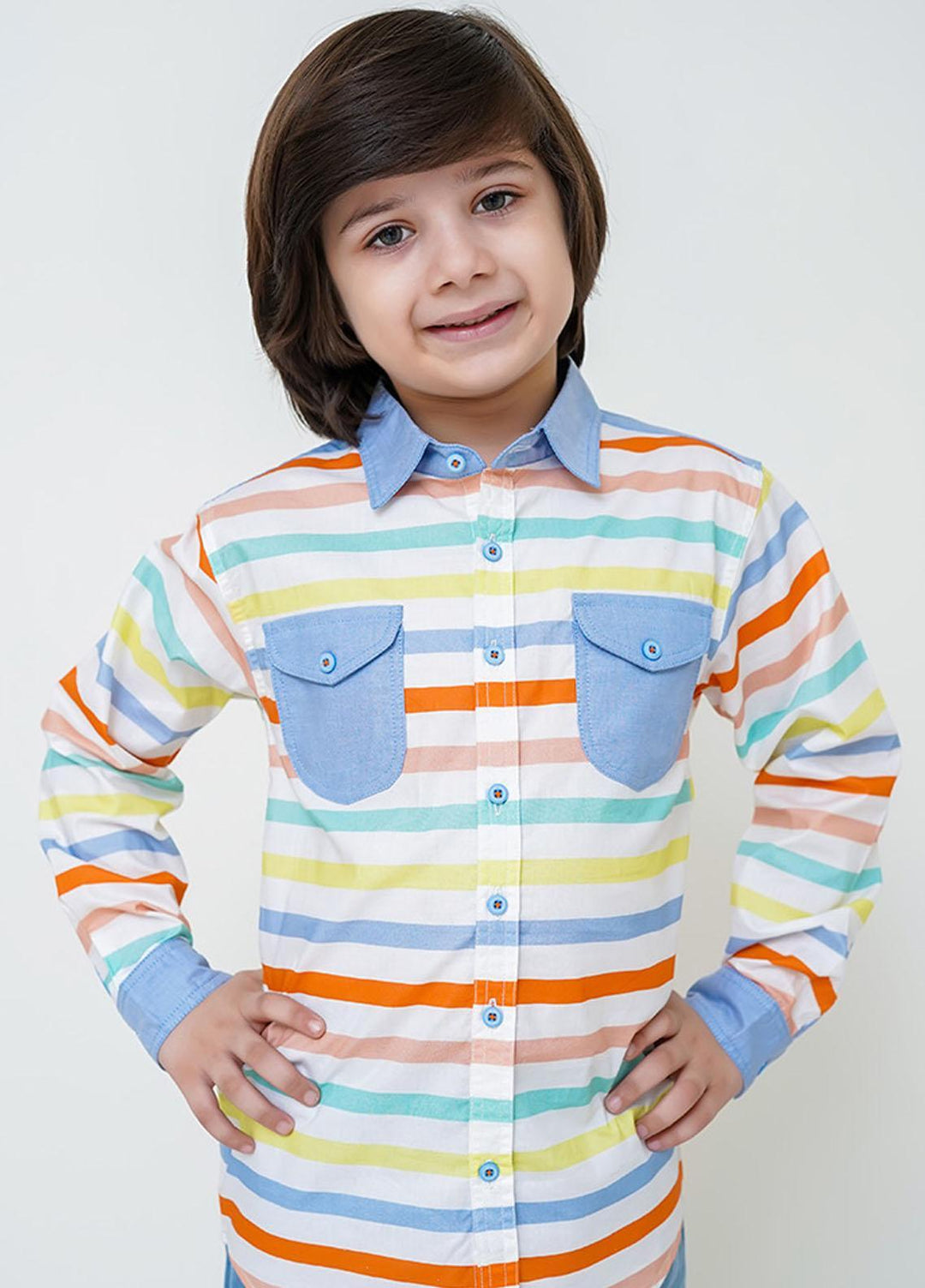 Ochre Cotton Shirt for Boys - OBS-40 White